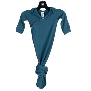 Copper Pearl Newborn Knotted Gown Steel Blue Snap Closure Easy Diaper Change